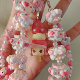 Strawberry Molly Pop.bean beaded Purse/Bag Keychain