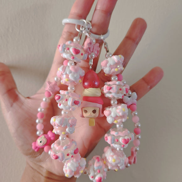 Strawberry Molly Pop.bean beaded Purse/Bag Keychain
