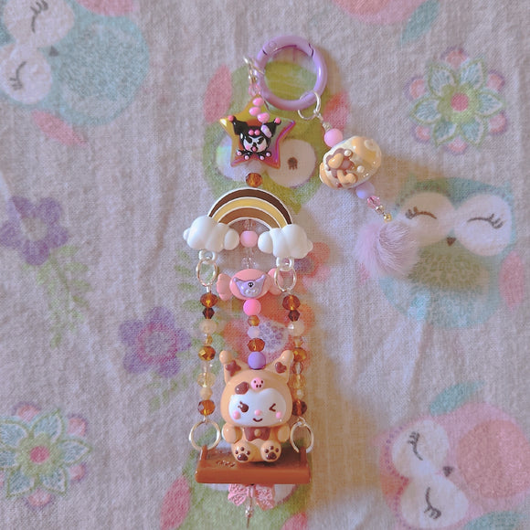 Rainbow kuromi beaded Purse/Bag Keychain