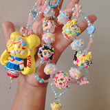 Anime sailor moon kawaii magical girl usagi sailor scouts Purse charm hello kitty hand painted 
