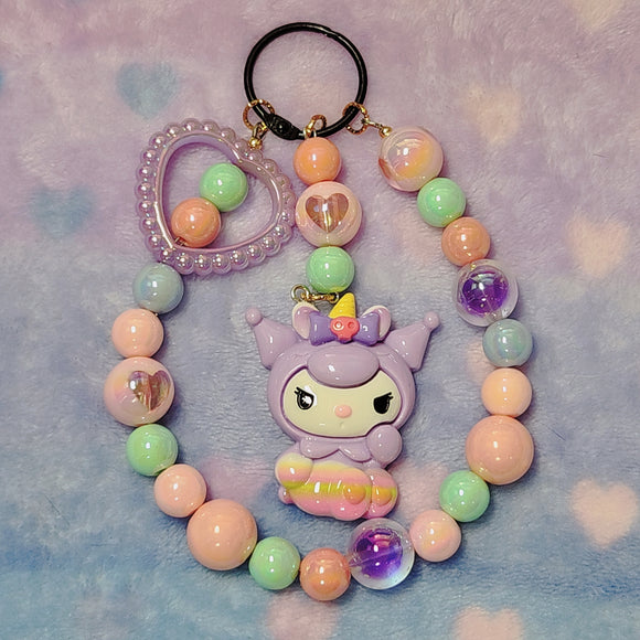 Unicorn kuku charm beaded Purse/Bag Keychain