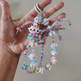 Handpainted cow Labubu beaded purse charm/ keychain