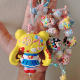 Anime sailor moon kawaii magical girl usagi sailor scouts Purse charm hello kitty hand painted 