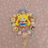 Anime sailor moon kawaii magical girl usagi sailor scouts Purse charm hello kitty hand painted 