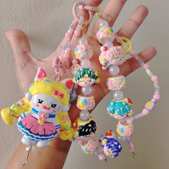 Anime sailor moon kawaii magical girl usagi sailor scouts Purse charm hello kitty hand painted 