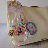 Cute pastel aesthetic beaded phone charm and bag accessory for kawaii and anime lovers