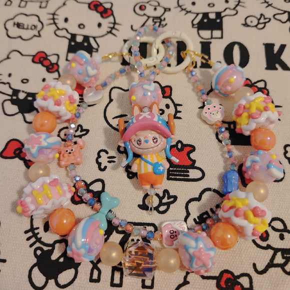 One piece Chopper labubu beaded purse/Bag charm keychain